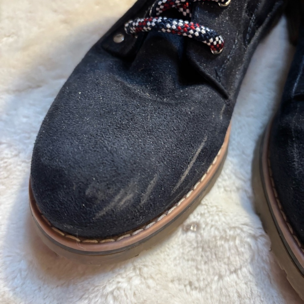 Tommy Hilfiger Boots Size 8.5 Navy Blue Quilted Moto Boots - Picture 6 of 14